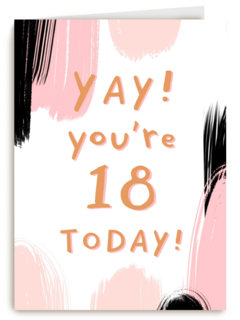 Verjaardagskaart jonge vrouw yay you are 18