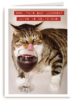 Verjaardagskaart kat met wijnglas