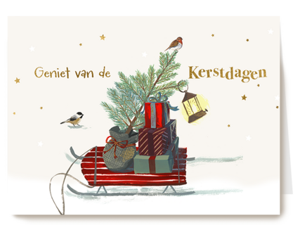 Kerst Geniet Van De Kerstdagen Slee Met Cadeaus
