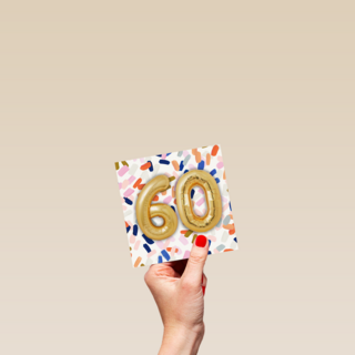 Verjaardagskaart gouden 60 met confetti