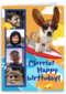 Verjaardag Jongen Hond Op Surfplank