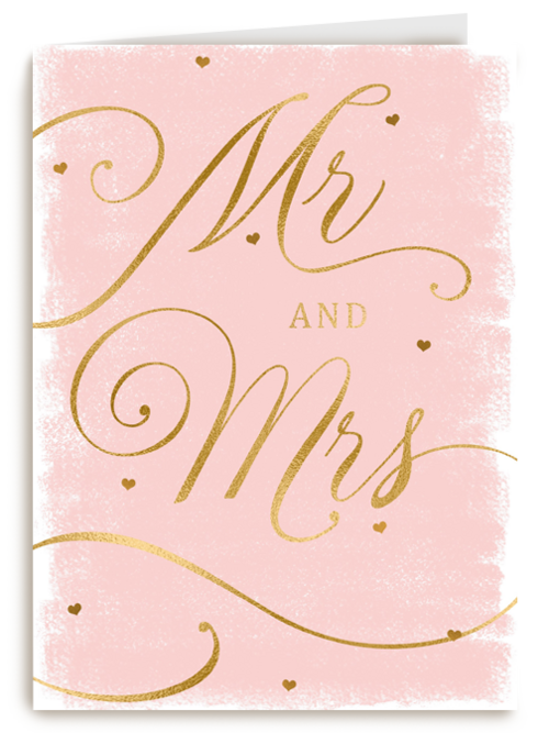 Trouwdagkaart Mr and Mrs Roze met goud