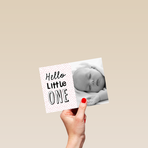 fotokaart hello little one roze