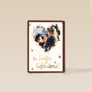 Verjaardagskaart hartjes gefeliciteerd bloem