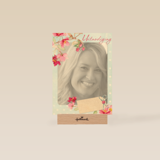 fotokaart uitnodiging jarig tak met bloemen