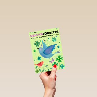 Veel geluk kaart met geluksvogeltje