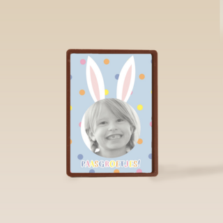 fotokaart feestelijke paasgroetjes met paasoren