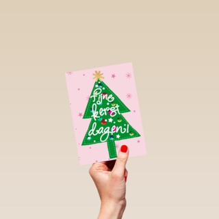 Kerstkaart Hip Kerstboom fijne kerstdagen