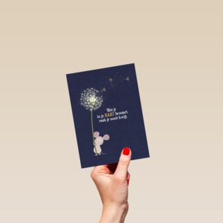 Condoleance kaart muisje met paardenbloem