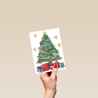 kerstkaart hip kerstboom getekend matia studio