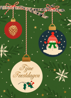 Klassieke kerstkaart met kerstballen