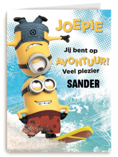 op kamp kaart met coole minions
