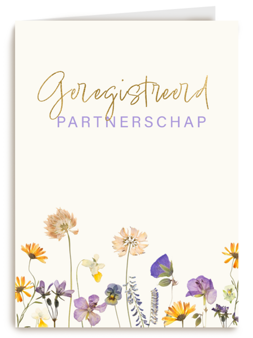 kaart met bloemen voor geregisteerd partnerschap