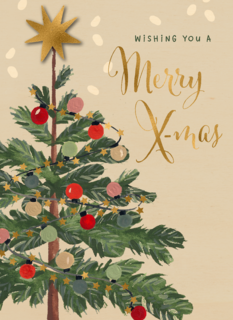 kerstkaart met kerstboom merry x mas