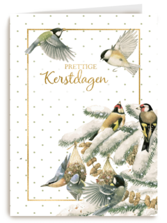 Kerstkaart klassiek Marjolein Bastin Kerst putter en koolmees