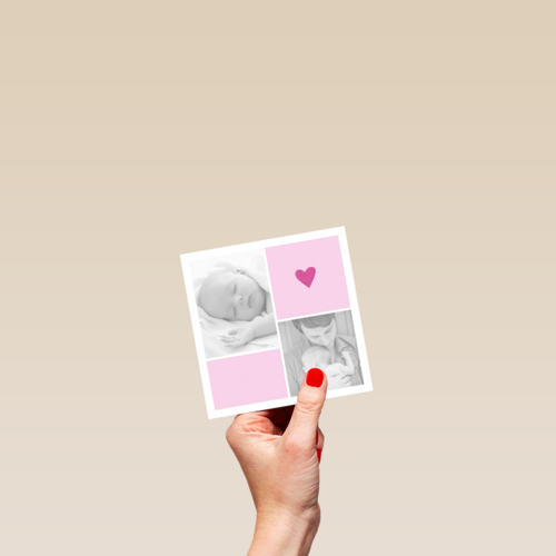 fotokaart baby roze hokjes