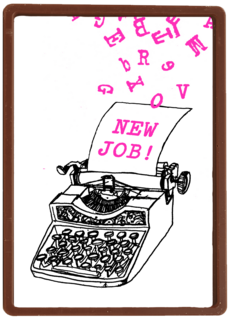 nieuwe baan kaart typmachine