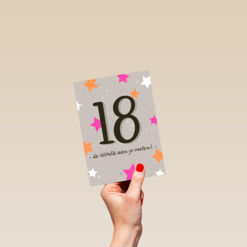 Verjaardagskaart 18 de wereld aan je voeten meisje vrouw