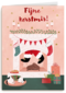 kerstkaart met kerstman in schoorsteen