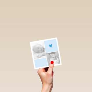 fotokaart baby blauwe hokjes