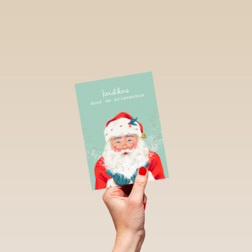 Kerstkaart kerstman kerstkus