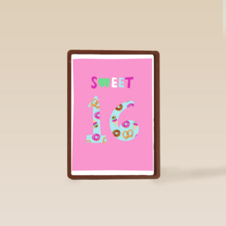 Verjaardagskaart roze sweet 16 tiener meisje