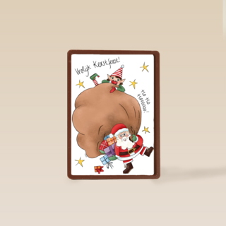 kerstkaart vrolijk kerstman en elfje matia heesakkers