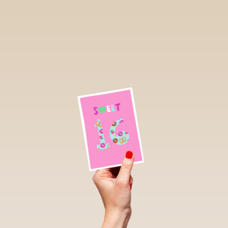 Verjaardagskaart roze sweet 16 tiener meisje