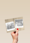 fotokaart liggend hout twee polaroid fotoos