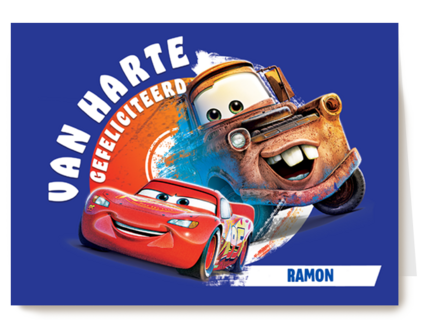 Cars verjaardagskaart McQueen en Takel