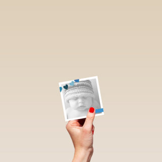 fotokaart vierkant baby blauw hartjes