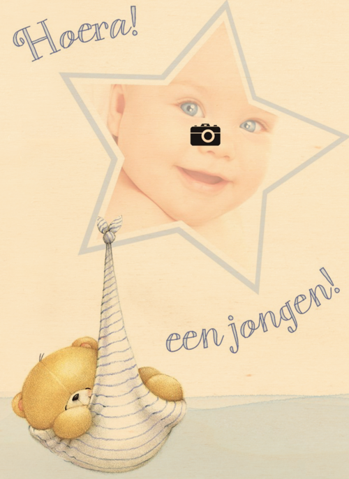 fotokaar forever friends beer ster hoera een jongen