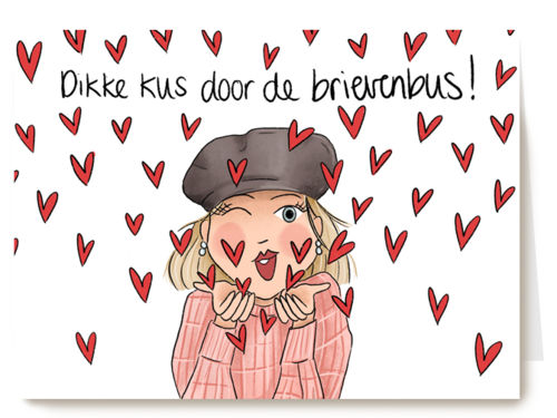 vriendschap kaart dikke kus door de brievenbus matia studio