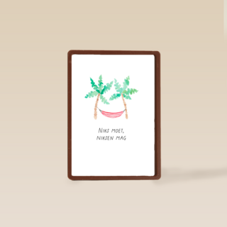 Niks moet niksen mag hangmat met 2 palmbomen