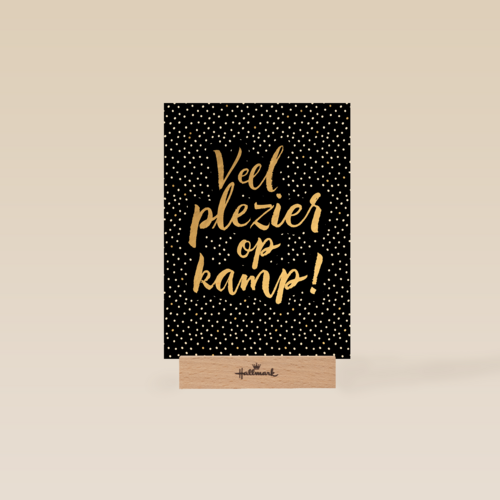 op kamp kaart zwart goud veel plezier op kamp