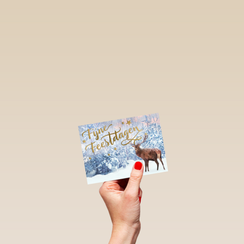 Rendier kerstkaart winter tafereel