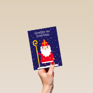 Sinterklaaskaart getekend Groetjes van Sinterklaas