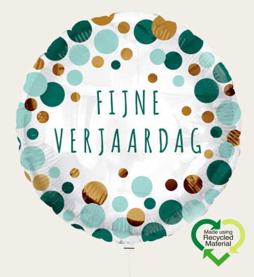 Ballon Fijne Verjaardag Groen en Goud Eco