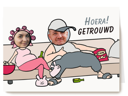Pas getrouwd kaart couch potatoes