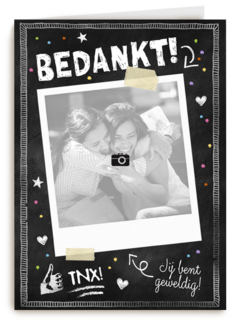 fotokaart krijtbord zwart wit bedankt