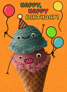 Verjaardagskaart ijsje Happy Birthday
