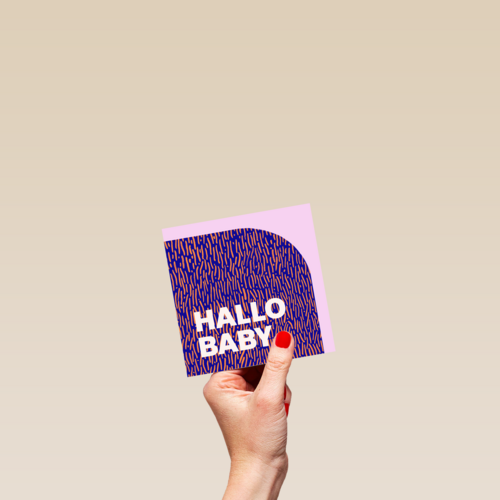 Paarse design kaart hallo baby