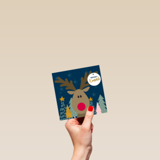 Kerstkaart Rudolph the red nose reindeer