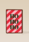 kerstkaart hohoho op rood roze achtergrond