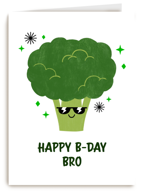 verjaardagskaart met broccoli