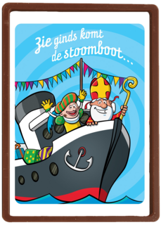 Sinterklaaskaart Zie ginds komt de stoomboot