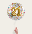 Ballon 21 jaar Confetti Goud 
