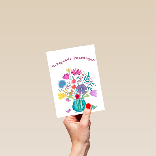 pasen kaart gezegende paasdagen met bloemen