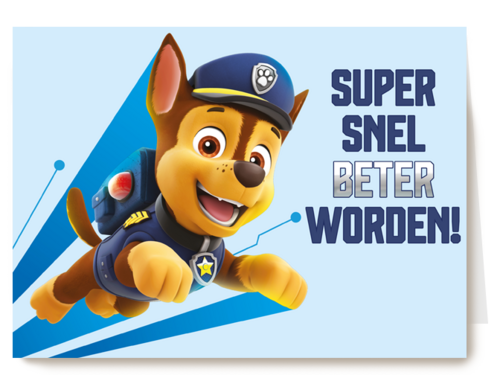 Paw Patrol beterschapskaart met Chase