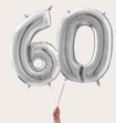 Cijferballon 60 Jaar Zilver XL